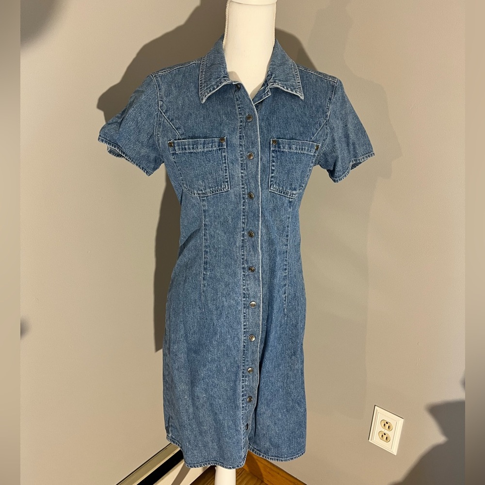 Vintage B Moss 90s Denim Button Down Shirt Dress